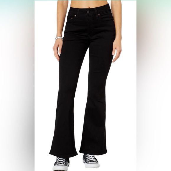 Levi's Women's 726 High Rise Flare Jeans in Soft Black - Picture 1 of 9